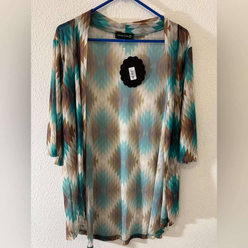 Chic Sheer Kimono with Aztec design